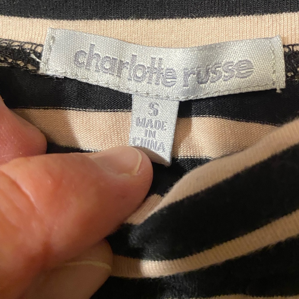 Charlotte Russe Black White Striped Mini Skirt Women’s Size S Stretch Cotton - Picture 5 of 6